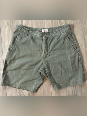 LIVSN Shorts Mens 32 Green Canvas Chino Stretch Hiking Outdoor